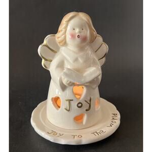 Hermitage Pottery Angel Tealite –“Joy to the World” Signed John Toth VTG Ceramic